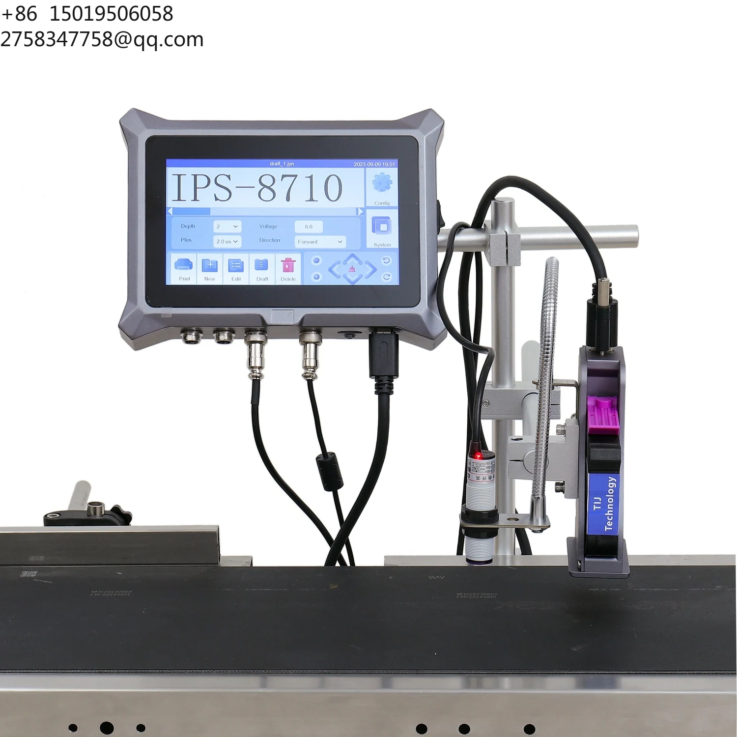 Printer Machine  IPS-8710 1 to 2 Heads Online Inkjet Coding Batch  Business Printing Expiry Date Bottle Carton Box TIJ