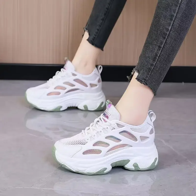 

Fashion 2025 High on Platform Lace Up Women's Shoes Comfortable and Elegant Aesthetic Offer Designer Luxury Ladies Footwear Sale