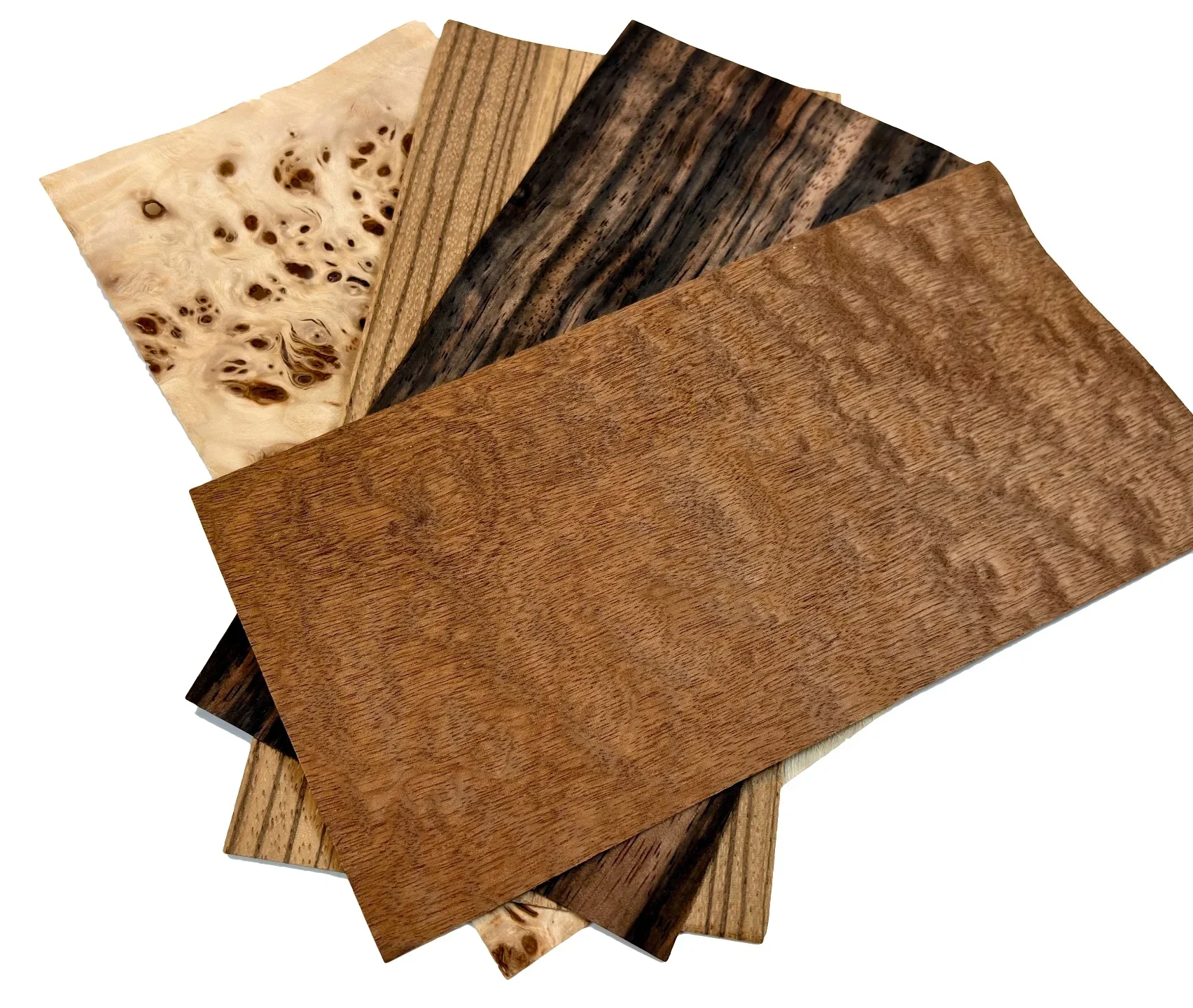 

4pieces 20x10cm T:0.4-0.5mm Mixed Mapa Burl Zebra Exotic Wood Veneers Marquetry Inlay Veneer Art Material Sheets