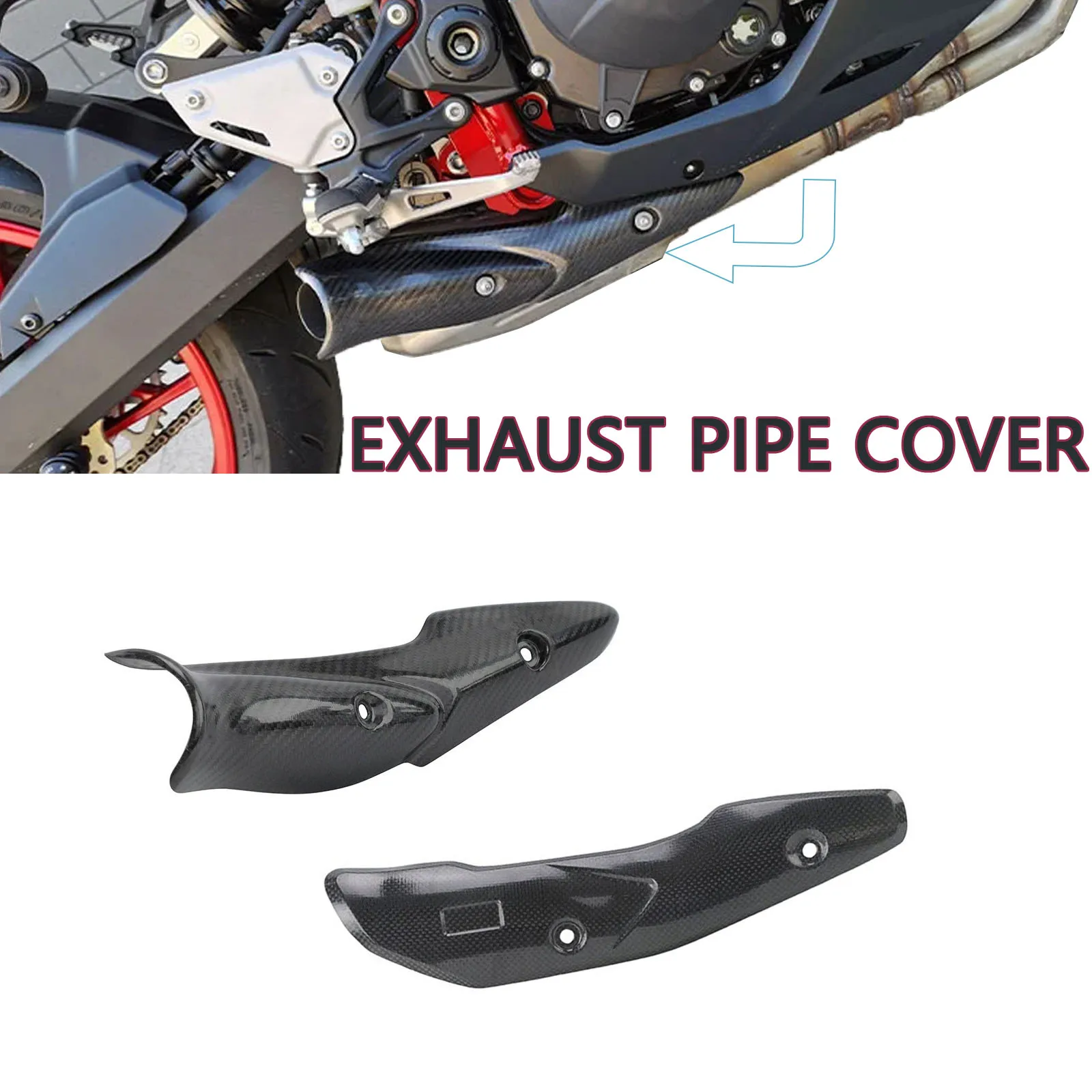 1PC for Kawasaki Z900 Motorcycle Exhaust System Middle Link Pipe Carbon Fiber Heat Shield Cover Guard Anti-Scalding Shell