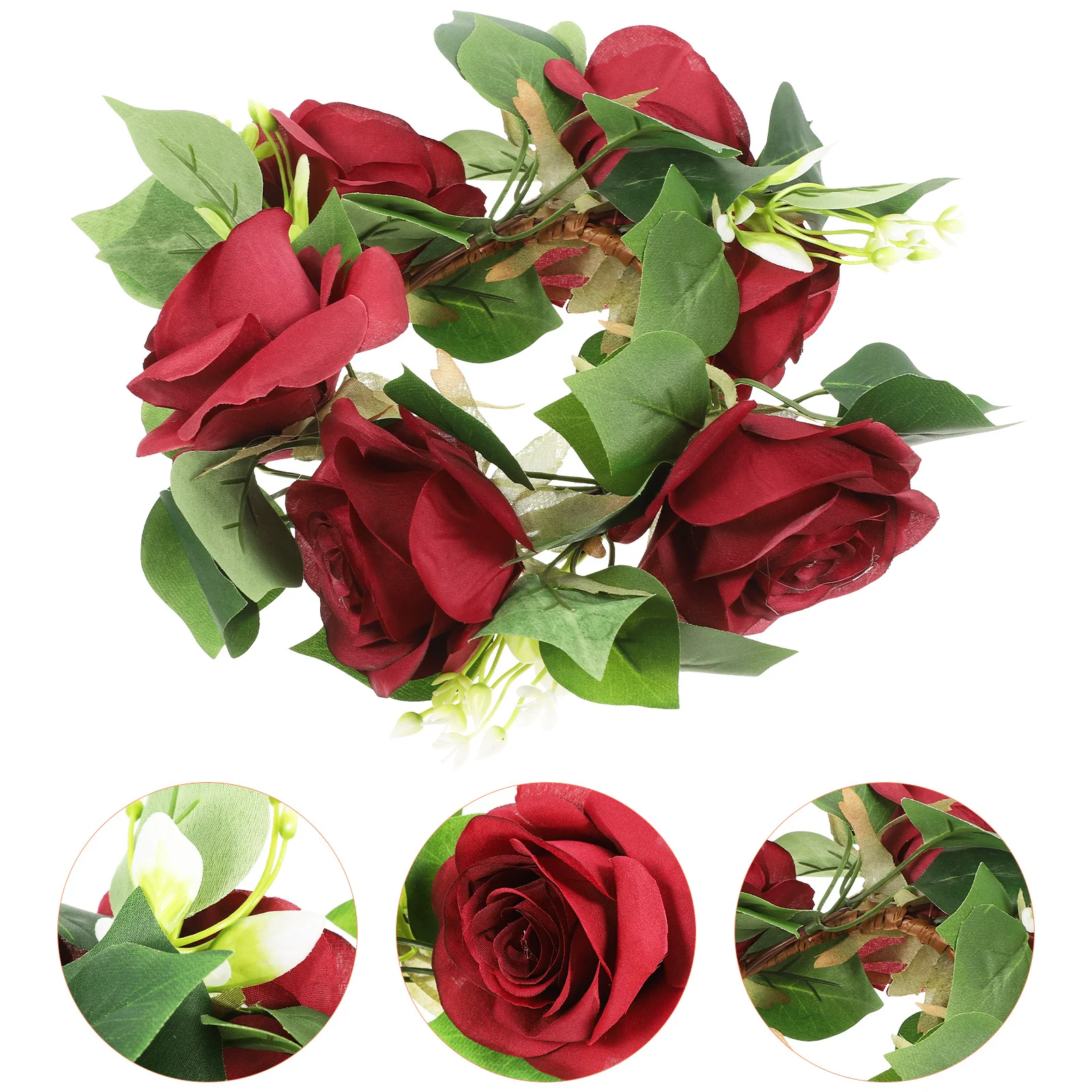 

Wreath with Artificial Roses Multipurpose Tabletop Door Wall Hanging Decoration for Bedroom Living Room Festive Events