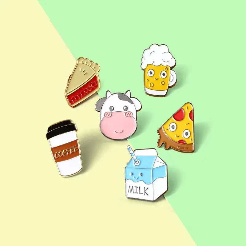 Cartoon Animal Food Enamel Pins Custom Sandwich Coffee Brooches Lapel Badges On Hat Backpack Accessories Jewelry Gifts Wholesale