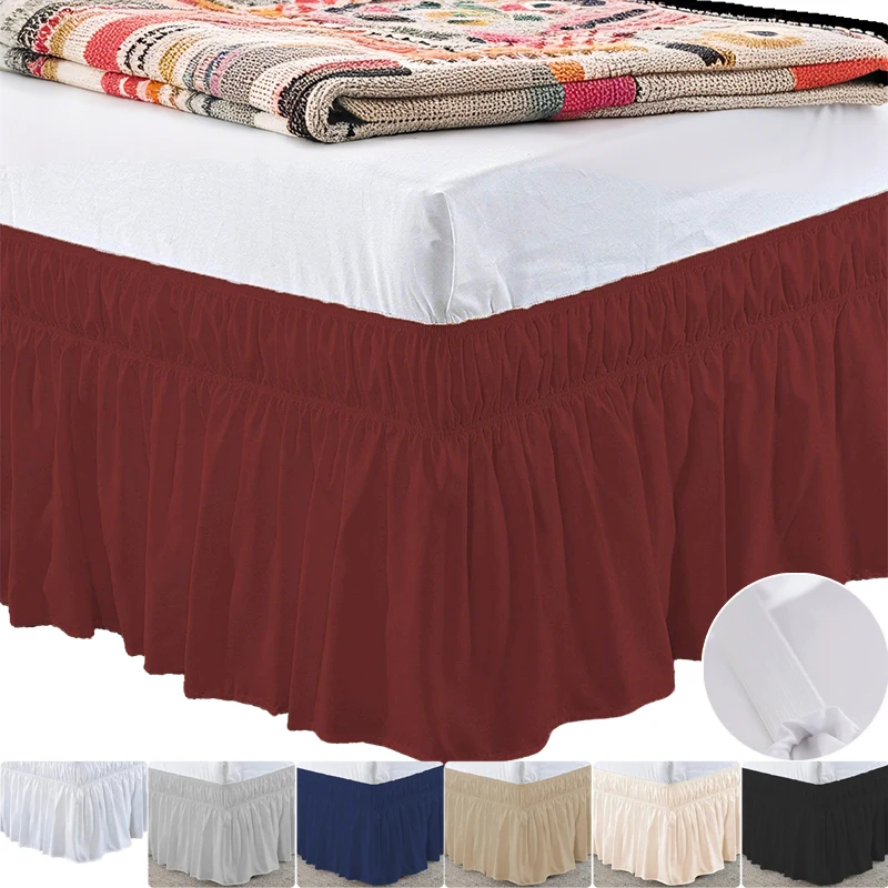 

Light Grey Wrap Around Elastic Bed Shirt with Elastic Soft Comfortable Home Hotel Bed Apron for Twin/Full/Queen Faldones Cama