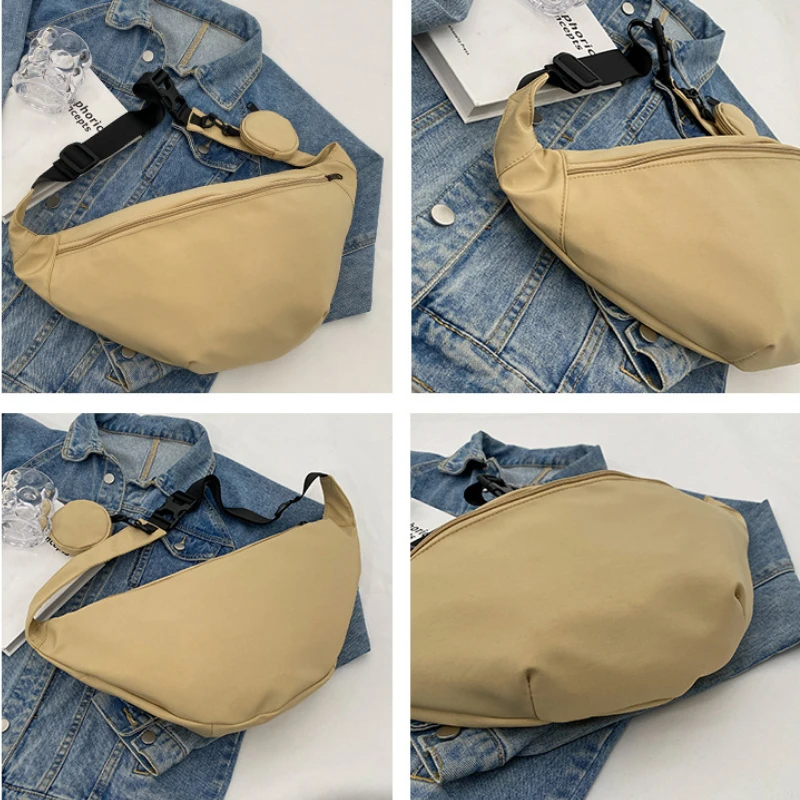 2024 New Single Shoulder Crossbody Bags Unisex Nylon Zipper Waist Bag Street Trend Retro Hobos Bag