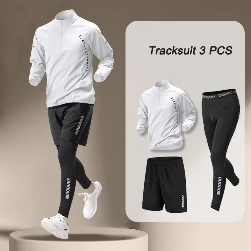 Conjunto de chaqueta de secado rápido para hombre, ropa deportiva Coreana de 1 a 3 piezas para entrenamiento, trotar y gimnasio, 2024