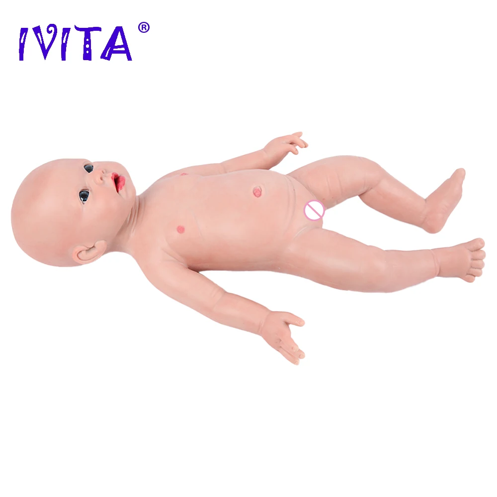 IVITA WG1519 19inch 3700g 100% Full Body Silicone Reborn Baby Doll Newborn Girl Baby Realistic Unpainted DIY Blank Children Toys