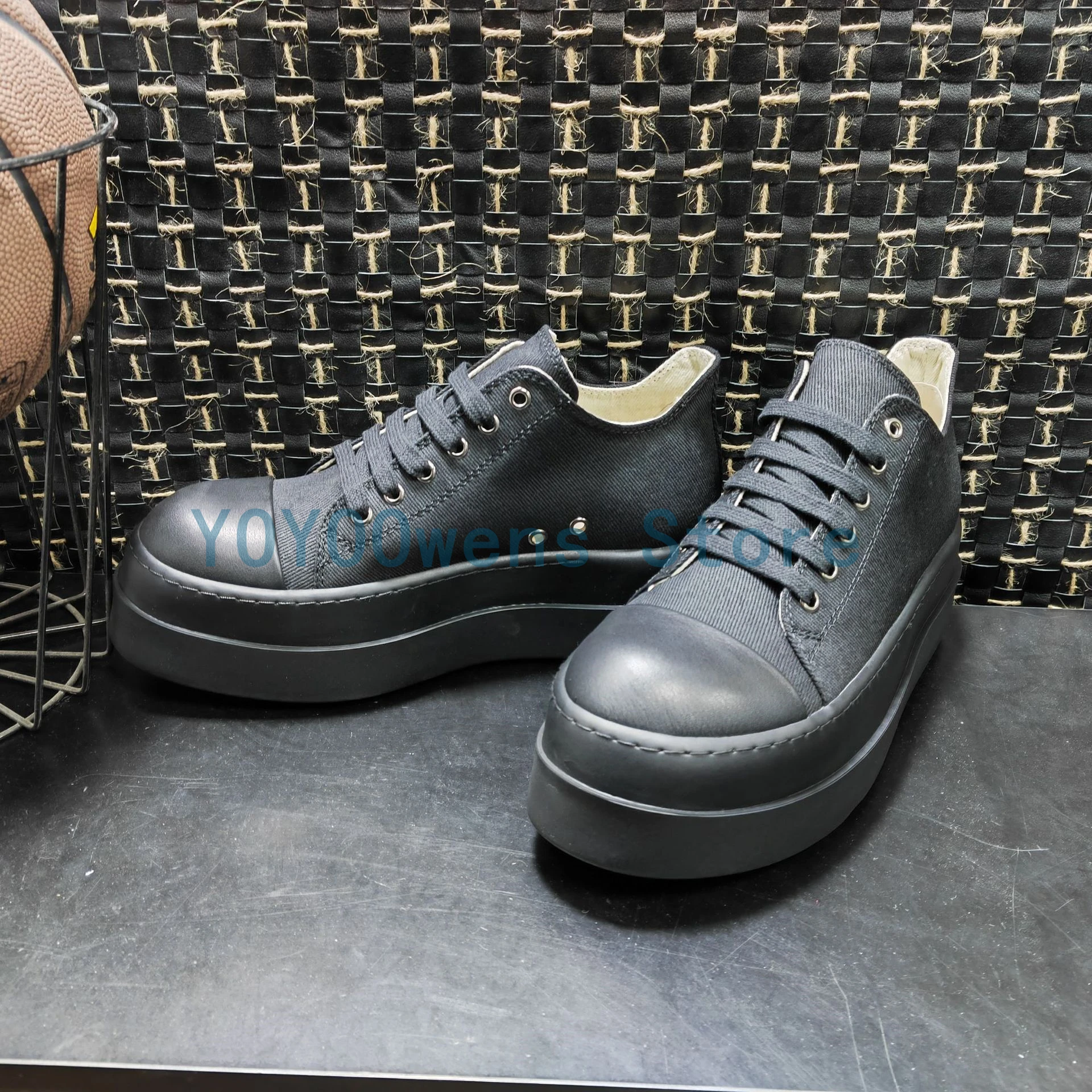 

Мужская обувь, парусиновая повседневная обувь из натуральной кожи, женские кроссовки на толстой подошве, увеличивающие платформе, винтажные оригинальные роскошные ботинки Rick