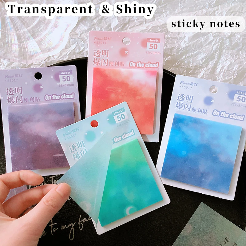 transparente postado sticky note pads papelaria kawaii jornal escola kawaii notas notas material de escritorio 50 folhas 01