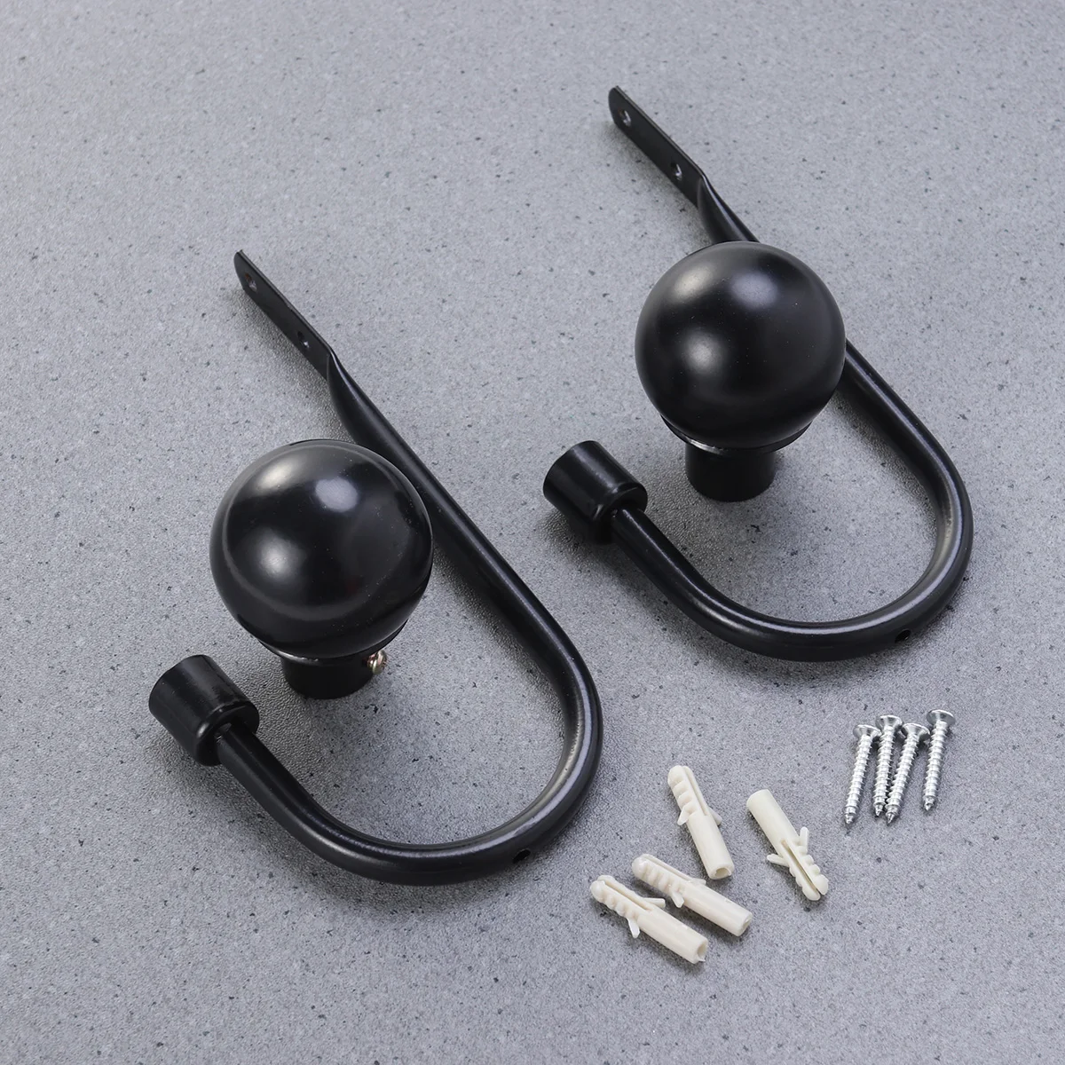 

One Pair U Shaped Wall Mounted Curtain Holdbacks Tassel Curtain Hooks Multi Use Wall Hooks Coat Hangers for Home Office (Black)
