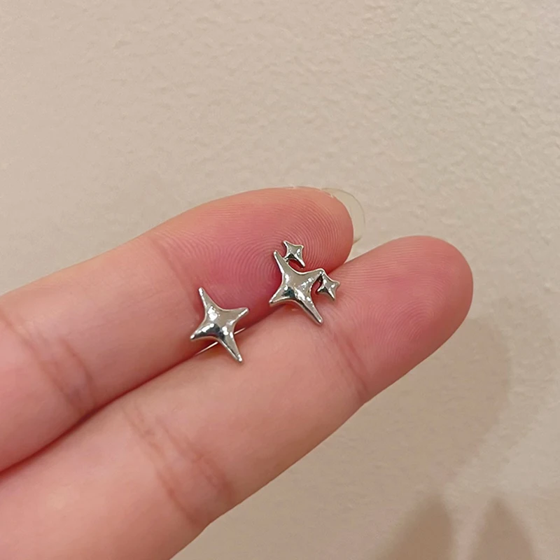 Pendientes de tuerca pentagonales huecos para mujer, estilo Y2K, estrella de asterismo personalizada, hebilla de oreja redonda, accesorios de Metal,