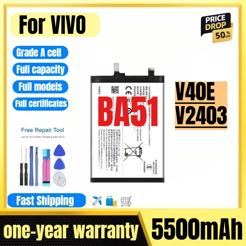 BA51 for VIVO V40E/V2403 Mobile Phone Battery 0 Cycle High Quality High Capacity  Replacement Bateria Grade A Cell with Tools