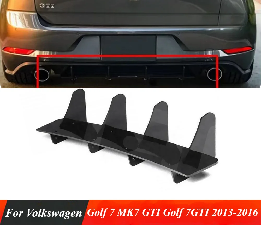 for Volkswagen Golf 7 MK7 GTI Golf 7GTI 2013-2016 Car Rear Bumper Diffuser Rear Side Splitters Spoiler Lip 4 Fins Diffuser