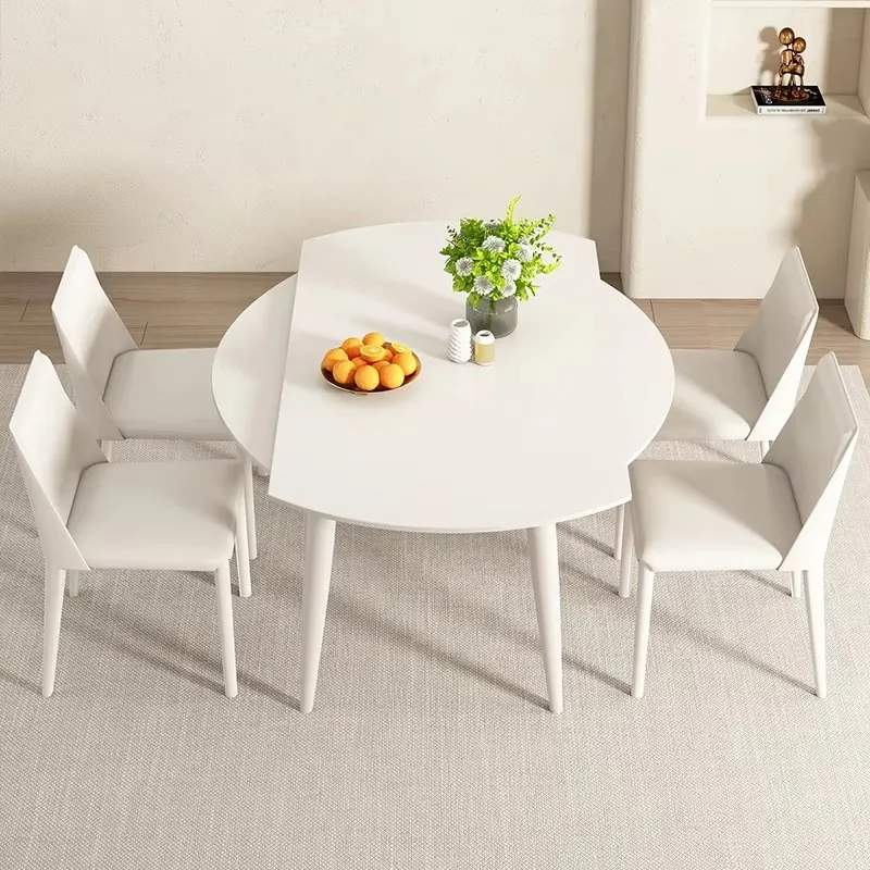 Folding Chairs Dining Table Kitchen Modern Round Rectangular White Restaurant Table Small Italian Mesas De Comedor Furniture