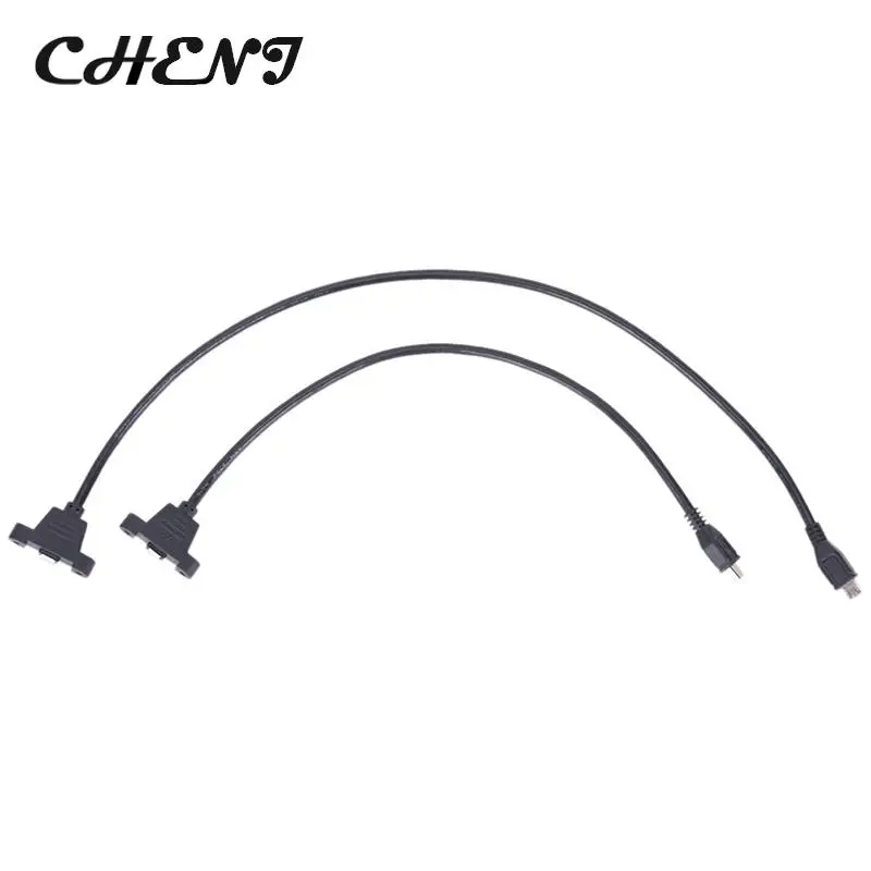 Micro USB 2.0 Male to Female connector Adapter Cable With Panel Mount Hole