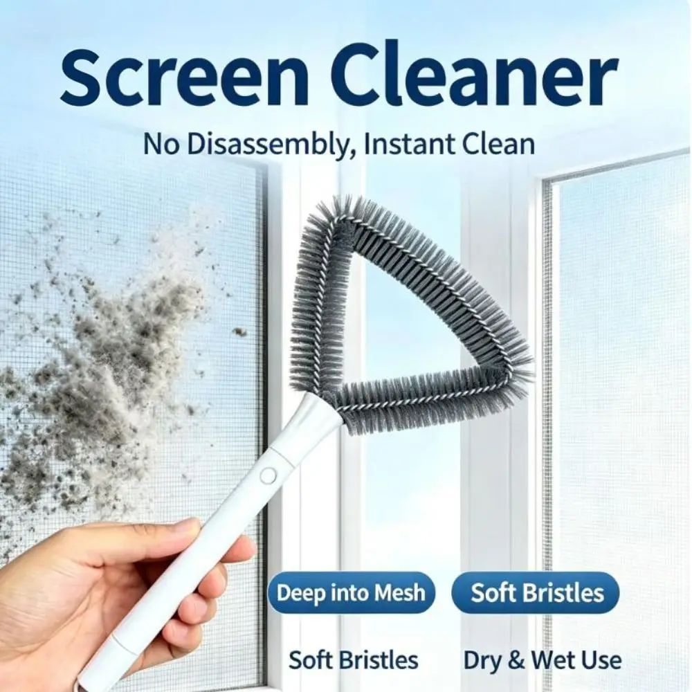 Plastic Window Screen Brush Dust Remover Dense Bristles Triangular Cleaning Brush Wet and Dry Use Nylon Bristles