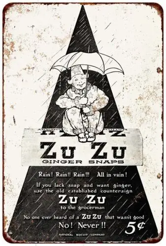 Metal Sign 1910 Zu Zu Ginger Snaps Vintage Look Reproduction 8 x 12