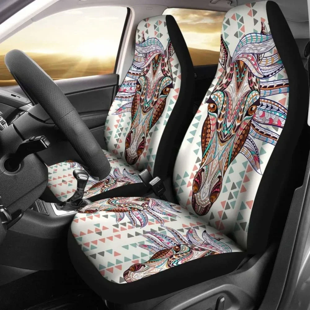 Horse animal car seat cover packaging suitable for most auto parts 2pcs custom picture printing universal front seat cover