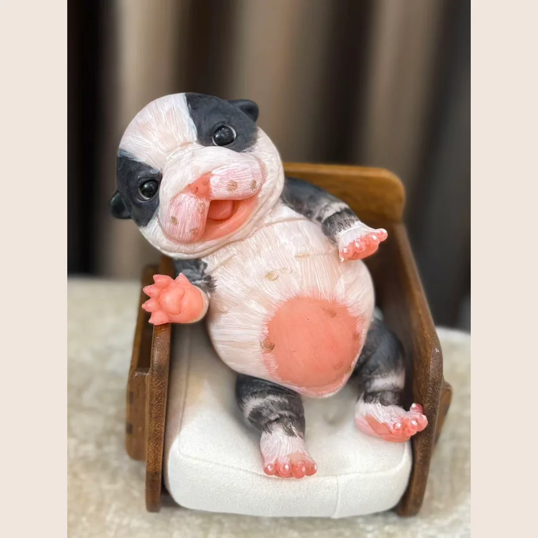 17cm Mini Silicone Dog Doll Can Open Mouth 3D Painted Soft Touch