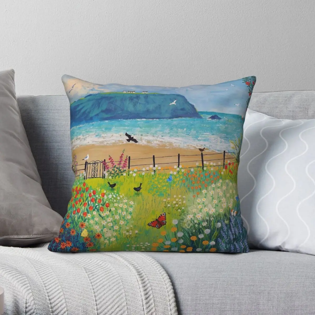 

Garden Beside The Sea Square Pillowcase Polyester Linen Velvet Printed Zip Decorative Throw Pillow Case Bed Cushion Cover