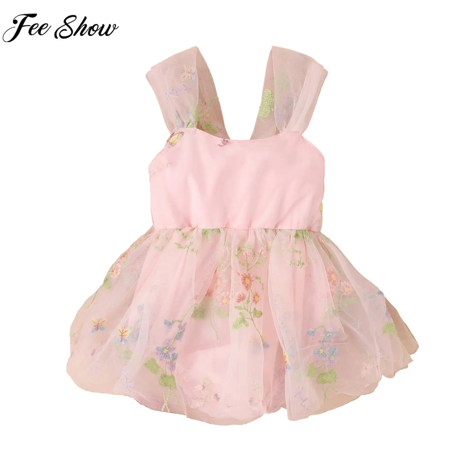 Baby Girls British Style Princess Party Dress Ruffle Sleeve Cute Bowknot Lace Rompers Tutu Baptism Birthday Photography Gown