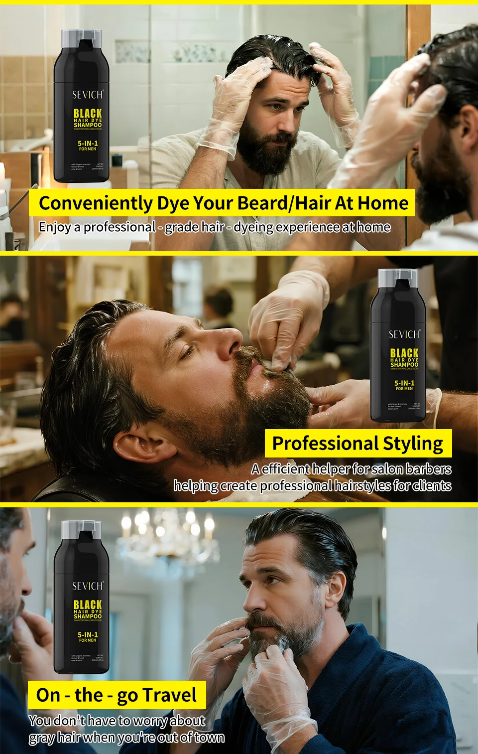 Hair Dye Coloring Shampoo 5 In 1 Men Beard Dye Shampoo Natural Cover Gray Hair Color Shampoo Instant Dye Hair Dyeing Shampoo