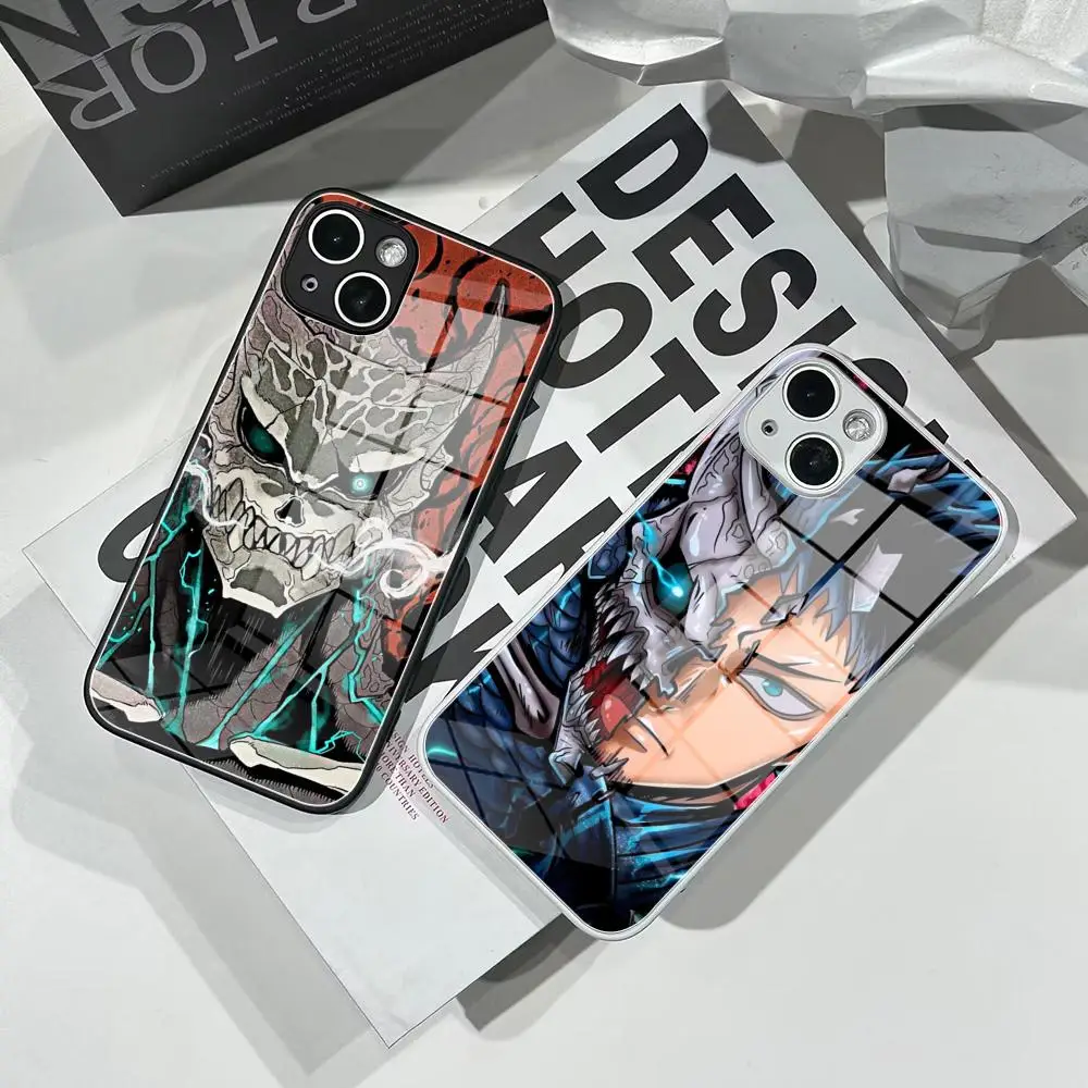 Anime Kaiju No. 8 Phone Case Tempered Glass For IPhone 16 15 Pro Max 14 13 12 Mini Plus Samsung S24 S23 Ultra phone case