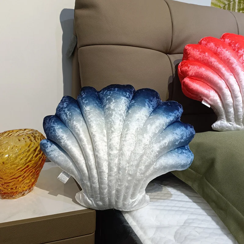 35cm Simulated Shell Plush Pillow Solid Color Gradient Color Shell Plush Doll Soft Animal Doll Sofa Home Decoration Pillow