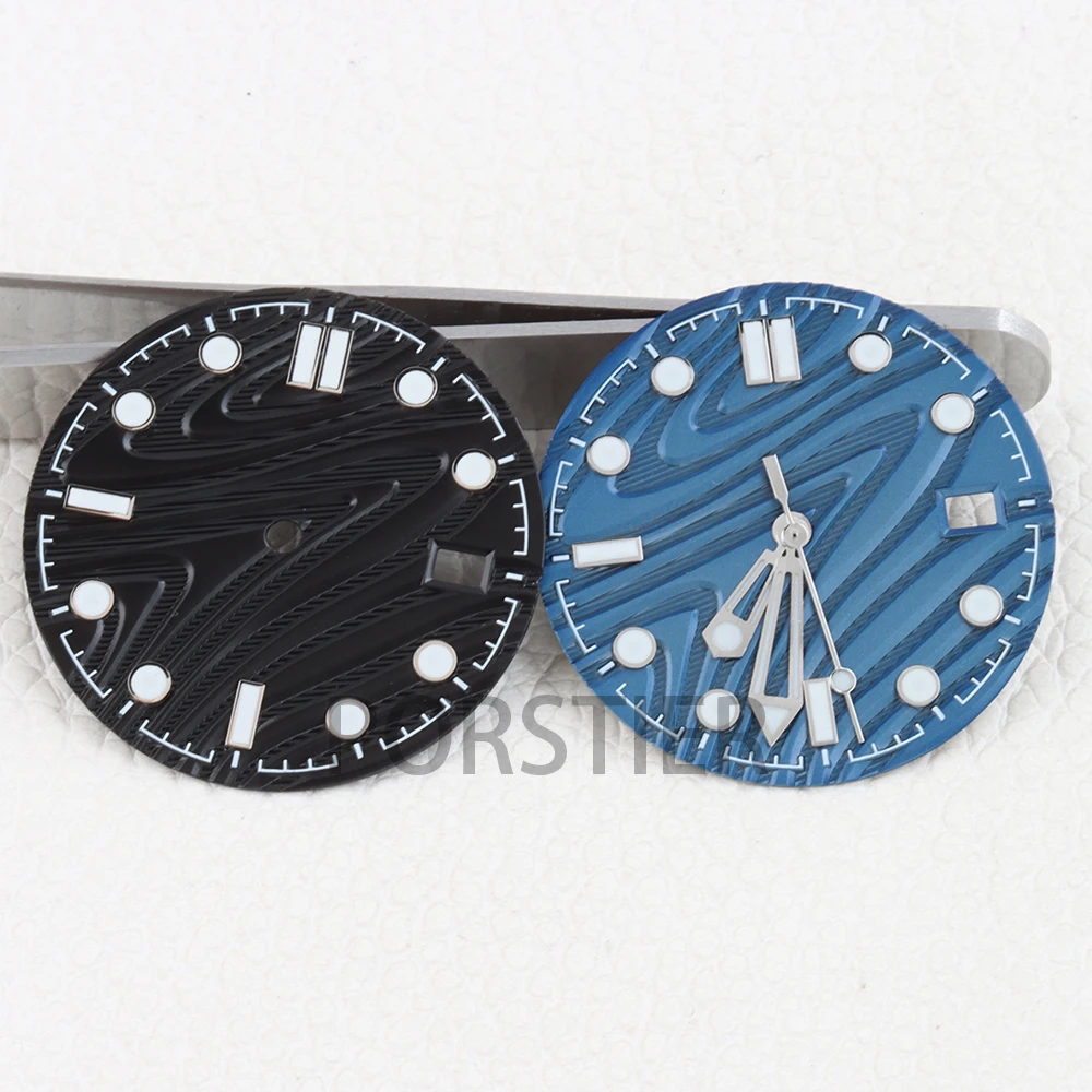 

31mm NH35 Black/Dark Blue Watch Dial Hands Green Luminous Watch face For Seamaster 300 Watch Accessories Fit NH35 NH36 Movement