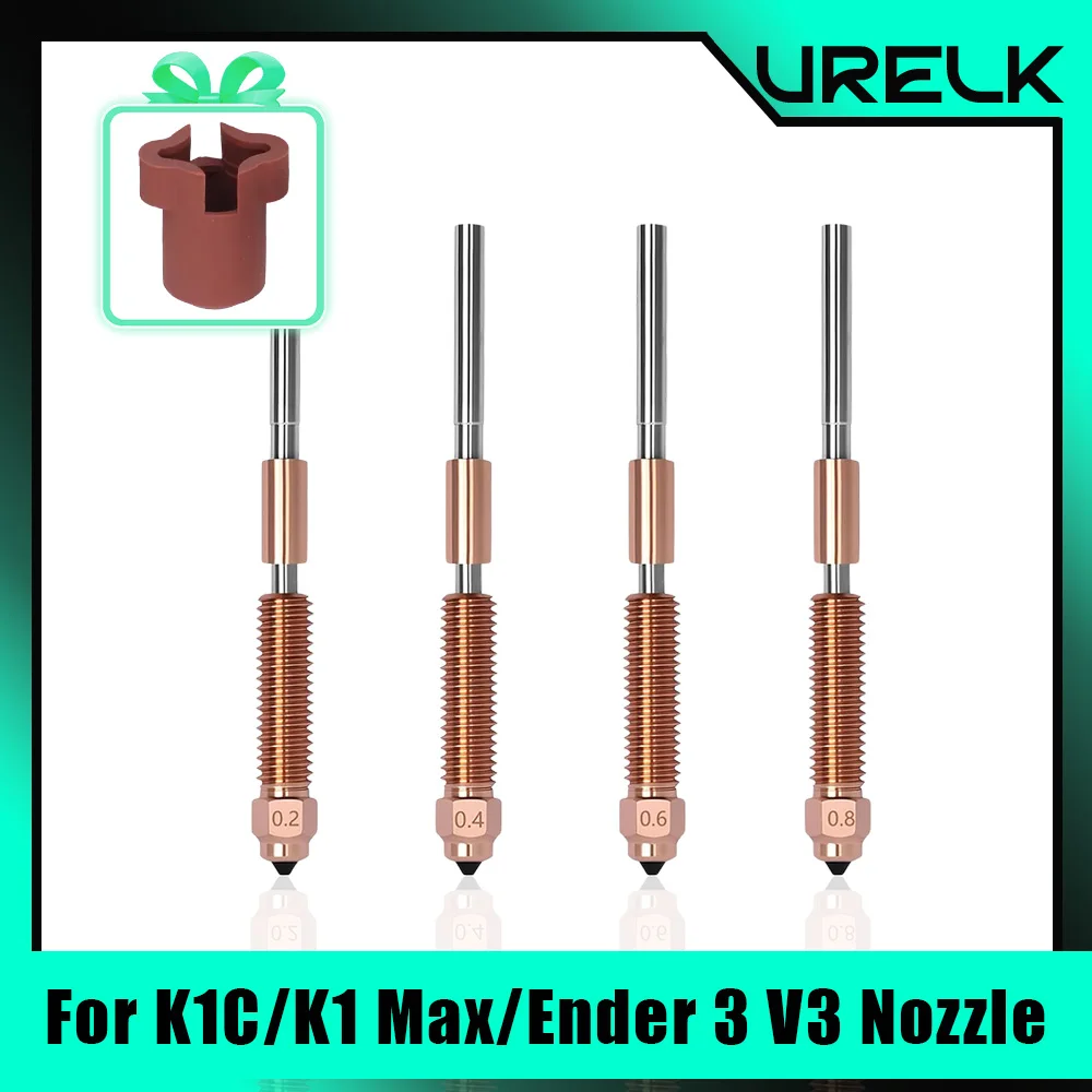 

URELK for K1C K1 Max Ender3 V3 Nozzle 0.2/0.4/0.6/0.8mm High Flow Hardened Steel Nozzle for Creality K1C