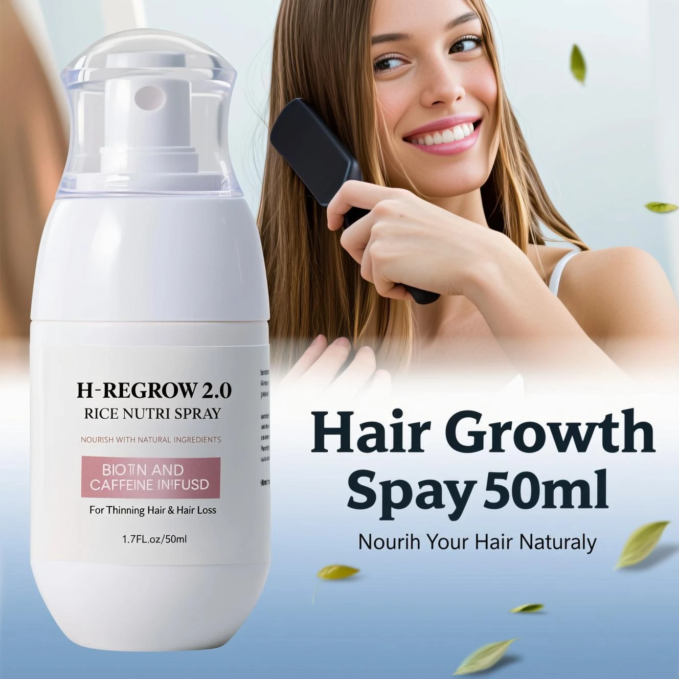 Natürliches Koffein-Ingwer-Haarspray – 50 ml Premium Novide Biotin-Formel. Anti-Haarausfall-Behandlung für dickeres Haarwachstum.