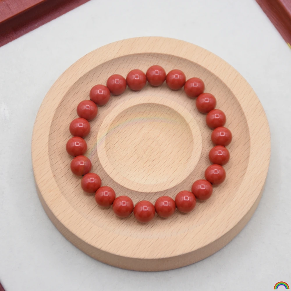 Natural cinnabar emperor sand bracelet for couples, original mineral red sand round bead bracelet, Rwbuy brand design