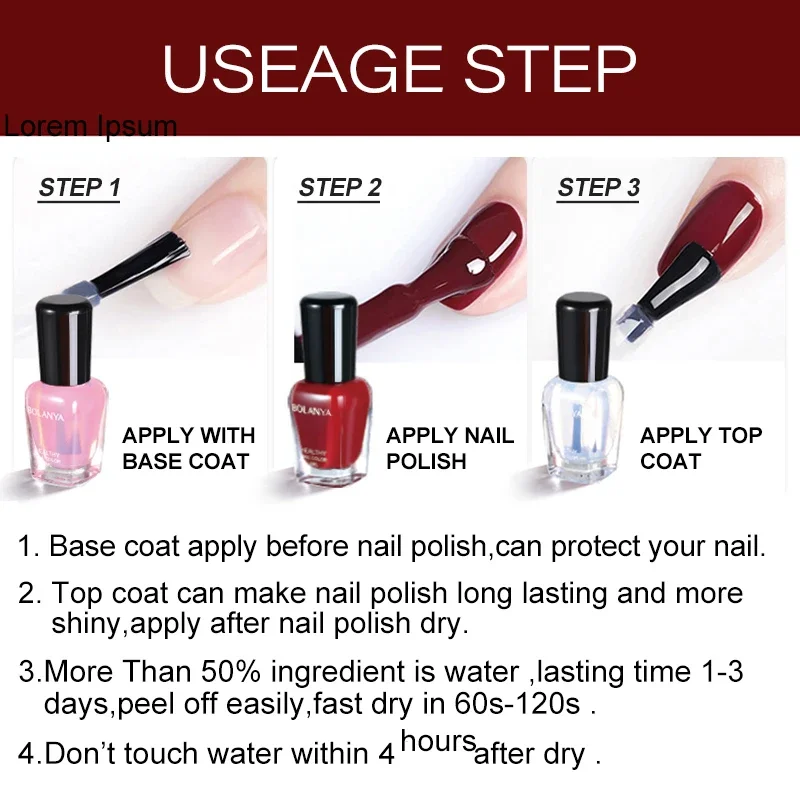 Water Based Vegan Non-toxic Glossy Top Coat for Halal Nail Polish