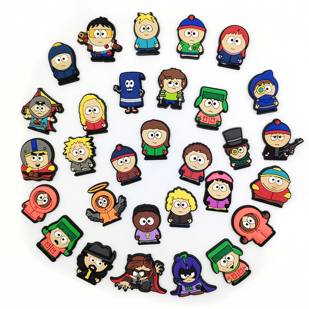 30Pcs/set Cartoon South Park Shoe Charms DIY Hole Shoes Detachable Buckle Garden Shoes Accessories Girls Women Festival Gift