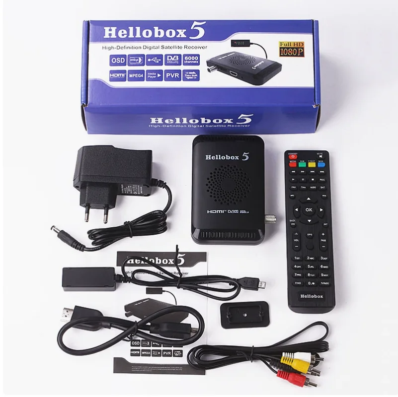 Receptor de TV Satelital Hellobox 5 H.265 DVB Player Hellobox 6 Compatible con CCCAM IPTV WiFi DVB-S2 S2X T2/C Decodificador H.265 HEVC