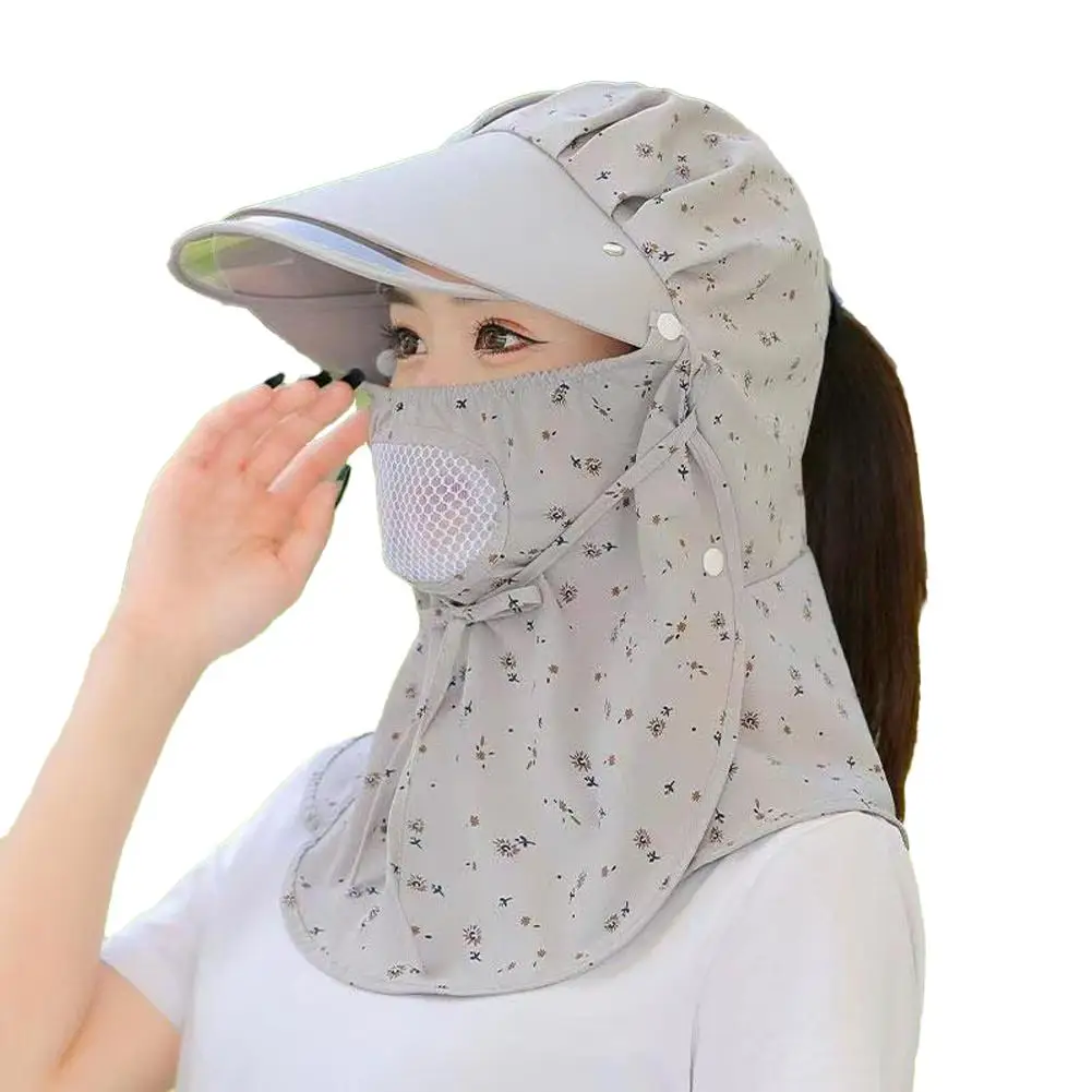 Women Summer Sun Hats Women Face Neck Cover Sunscreen Breathable Fisherman Hat UV Cap Sun Mask Cap Outdoor