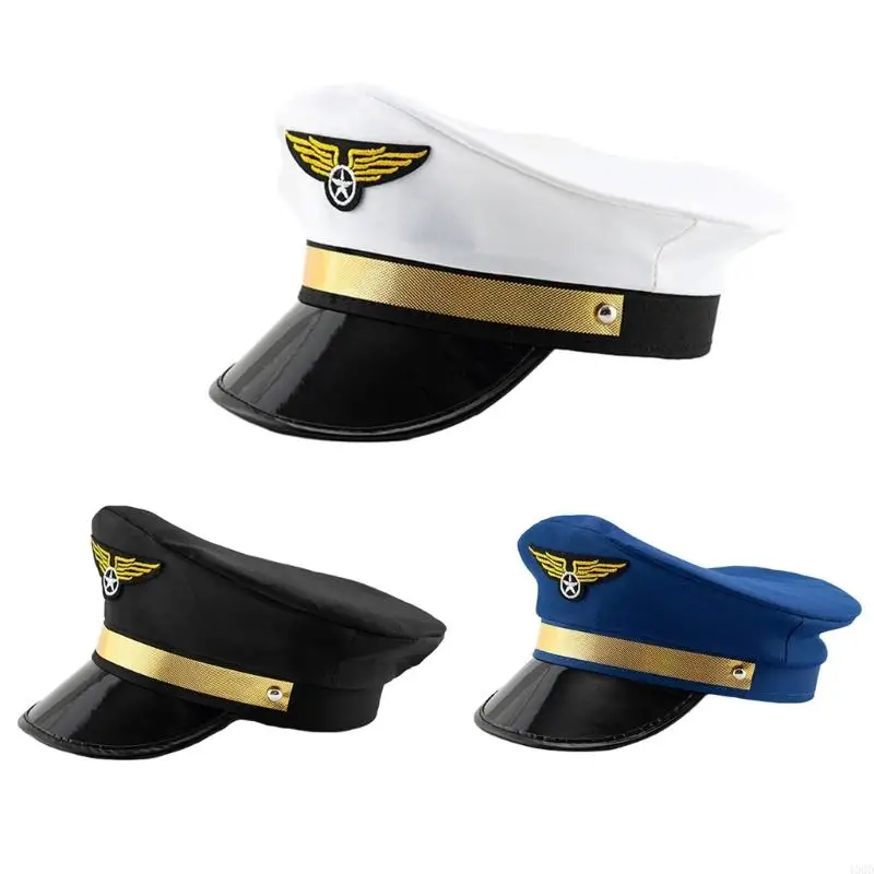 

400D Flight Hat for Adult Cosplay Party Uniform Hat for Male Women Role Play BachelorParty Dress Up Top Hat