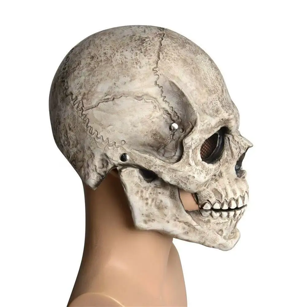 قناع الفك المنقولة غير سامة قناع الجمجمة اللاتكس القبعات المسيل للدموع مقاومة كامل جمجمة رأس خوذة للزينة في الهواء الطلق هالوين #4