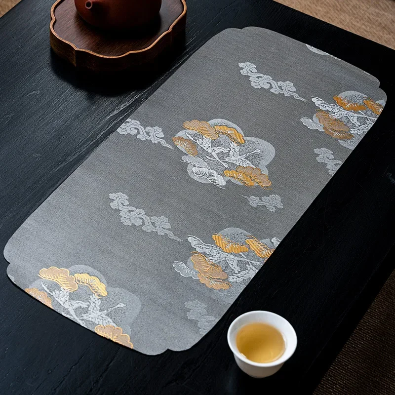 50x23cm Zen Tea Tablecloth Flag Waterproof Table Mat Japanese Small Tea Seats Accessories Teacup Mat Tea Ceremony Utensils