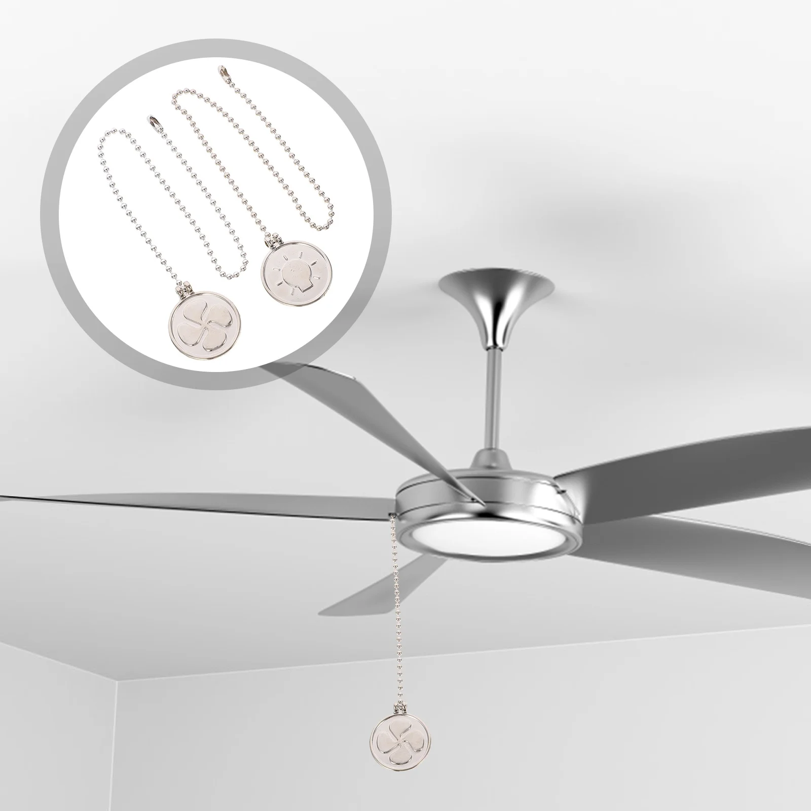 

2Pcs Ceiling Fan Pull Chain Extension Metal Decorative Pendant for Fan Pulls Hanging Light Pull Chain Replacement