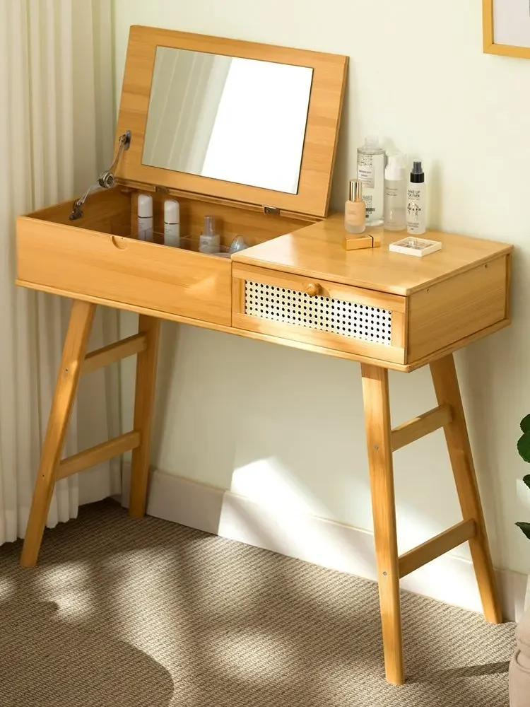 

Customizable modern minimalist bedroom dresser, integrated small vanity mirror desk cabinet