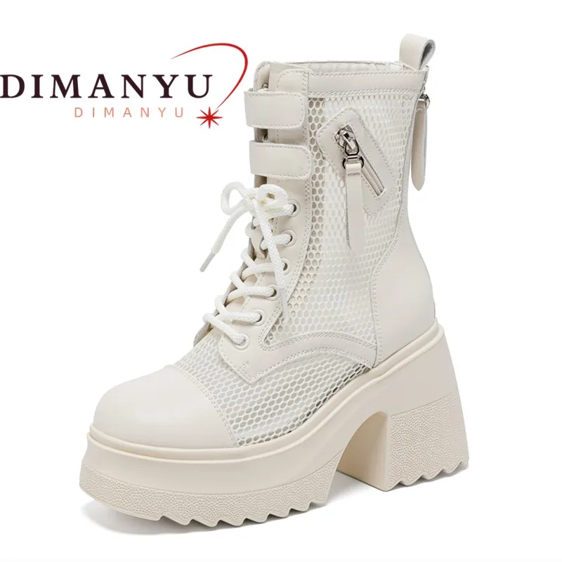 Summer Cool Boots Women 2026 New Mesh Hollow Out Women Ankle Boots Breathable High Heel Platform Fashion Short Boots For Women - view 2