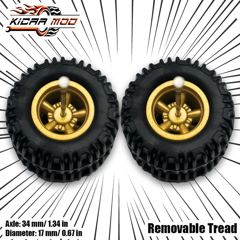 1/64 Modellauto-Räder mit Gummi-All-Terrain-Reifen, Fünf-Speichen-Umbauteile für Geländefahrzeuge, große Größe, 1 Set – Detail 5