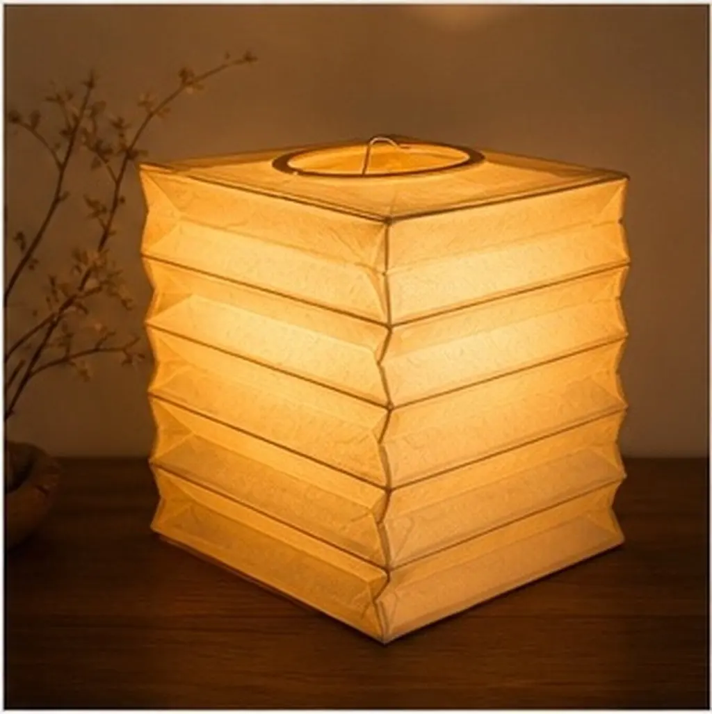 Rustic Square Paper Lampshade Foldable Farmhouse Lamp Shade for Pendant Lamps Ceiling Light Cover Decorative Indoor Light Shade