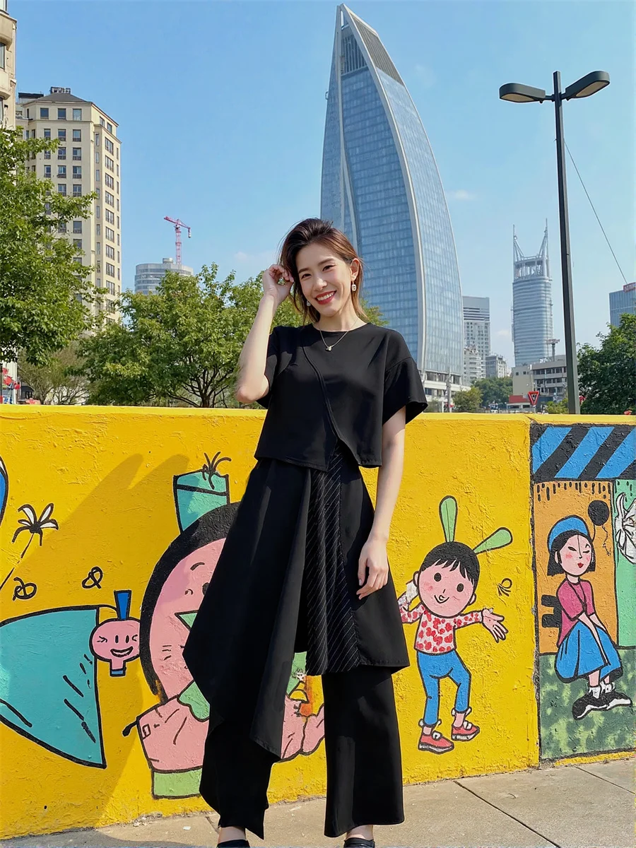 Calças em camadas mulher y2k riscas mulheres trabalho de escritório formal negócios profissional elegante inteligente sob medida perna reta clássico