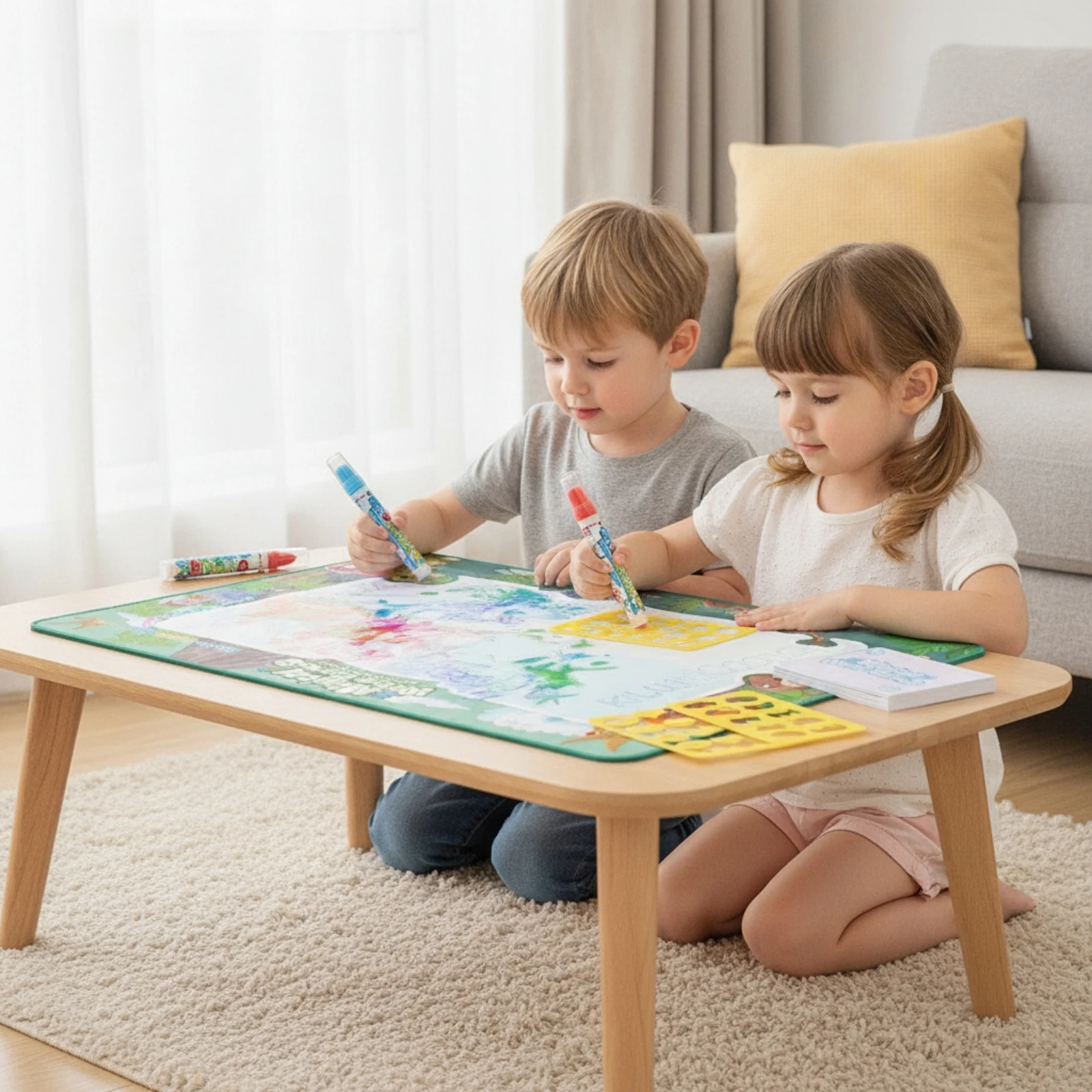Water Drawing Mat Educational Water Doodle Mat Toy Large Portable for Toddlers, Floor Play, Travel