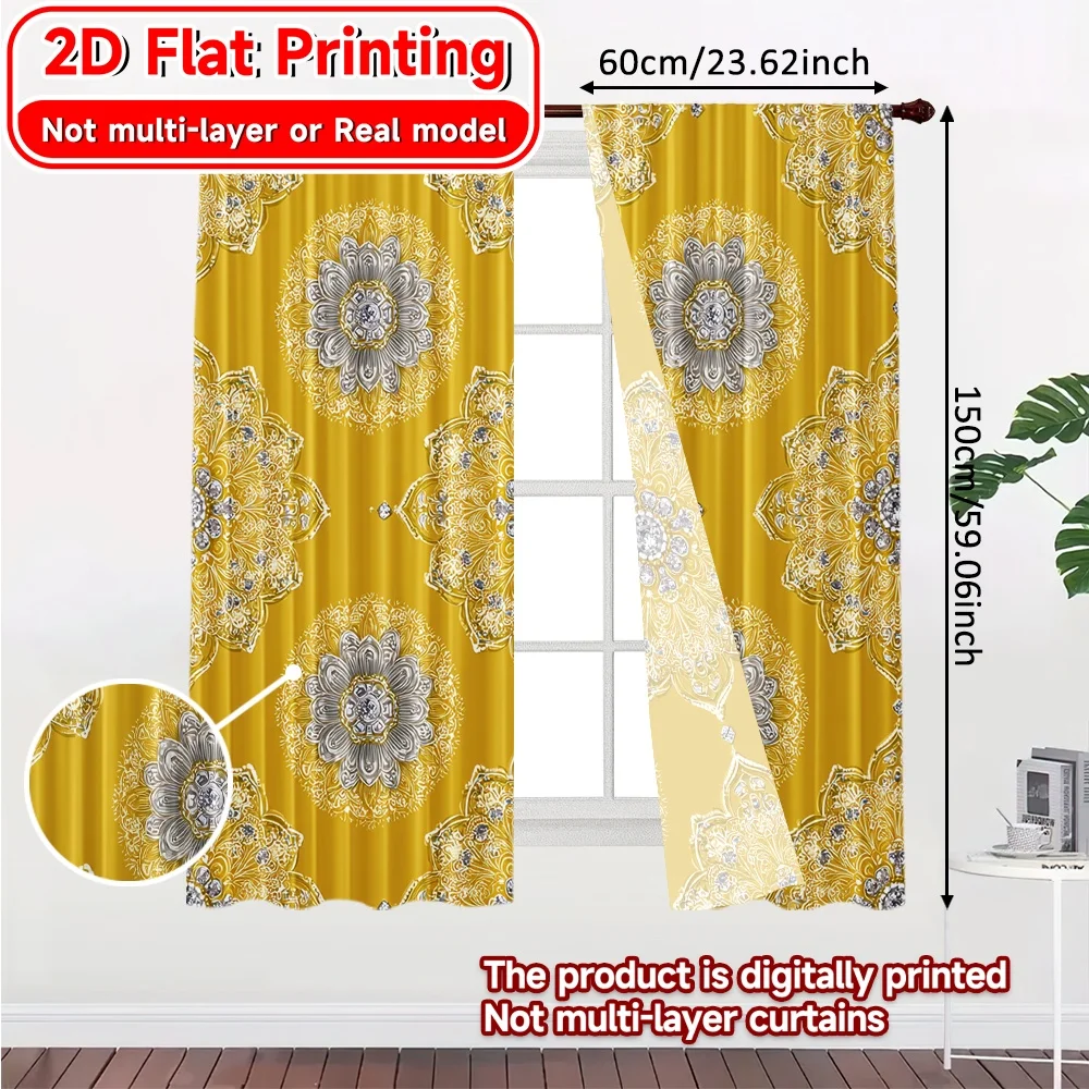 2D Flat Printing,2pcs Festive Crescent Creative Popular Curtains Prints Light Filtering Curtains Home Decor Suitable for
