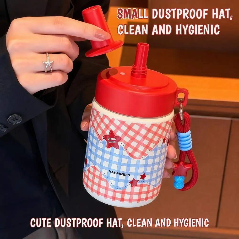 316 Stainless Steel Straw Insulated Bottle Leak Proof Heat Retaining Cartoon Vacuum Mug Lightweight Handle Rope