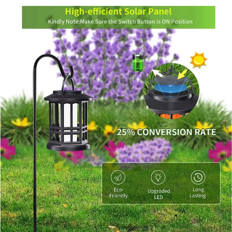 M12K-2X Solar Flameless Lantern Light Hanging Dancing Flame Lantern Light Auto On/Off Decorative Fire Lanterns