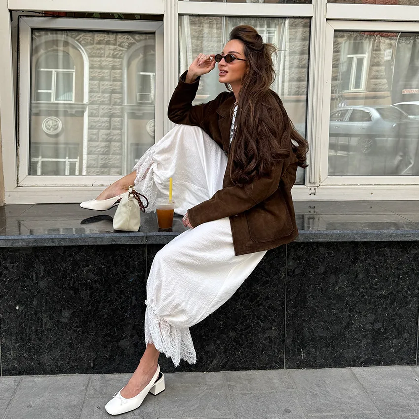 XIZOU Vintage Loose Lace Pencil Pants For Women White Elegant Elastic Waist Trousers Street Chic Ankle Length Pants 2025 Summer