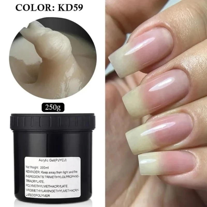 MSHARE 250 g gel acrílico transparente, gel duro para extensión de uñas, rosa, nude, blanco, acrigel libre de HEMA y TPO, gel constructor para uñas francesas 2